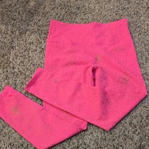 ZYIA Hot Pink High-Rise Leggings with Subtle Speckle
